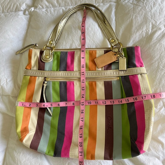 Coach Poppy Legacy Stripe Sequins Colorful Glam Tote 19021 - Picture 15 of 17